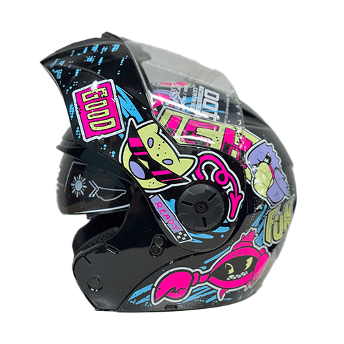 Casco Ich 3110S Change Negro Fucsia Brillante