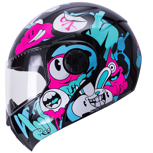 Casco Ich 3110S Crazy Rain Negro/Fucsia