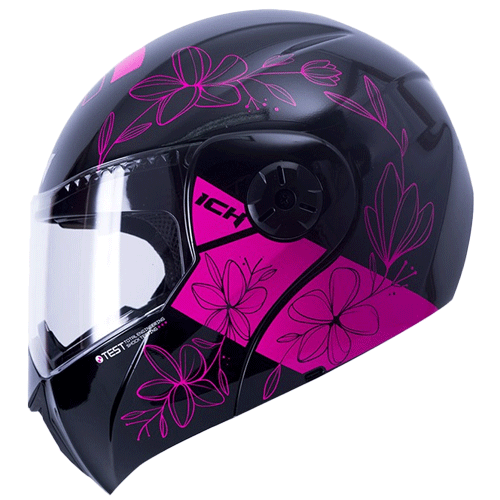 Casco Ich 3110S Kids Flower Negro/Fucsia
