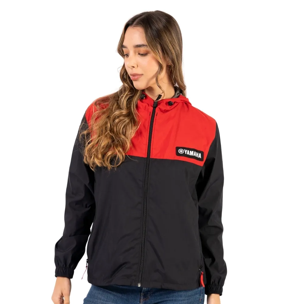 CHAQUETA CORTAVIENTO YAMAHA FEM NEGRO ROJO