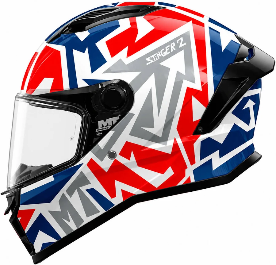 CASCO MT STINGER 2 MELD BLANCO ROJO AZUL BRILLO