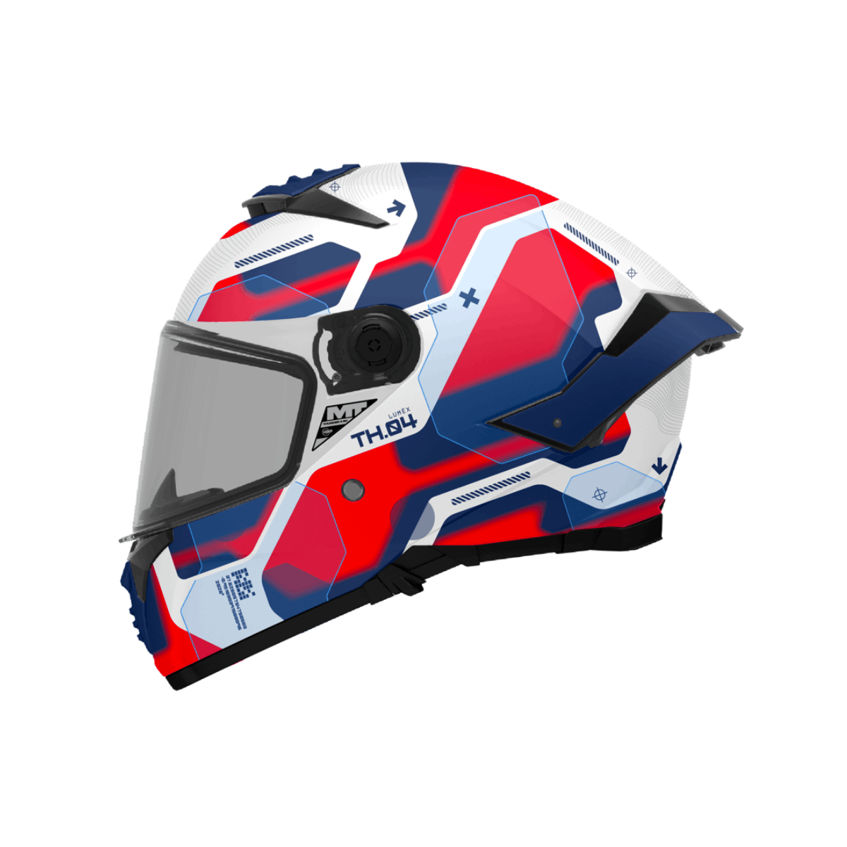 CASCO MT THUNDER 4 LUMEX BLANCO ROJO BRILLO