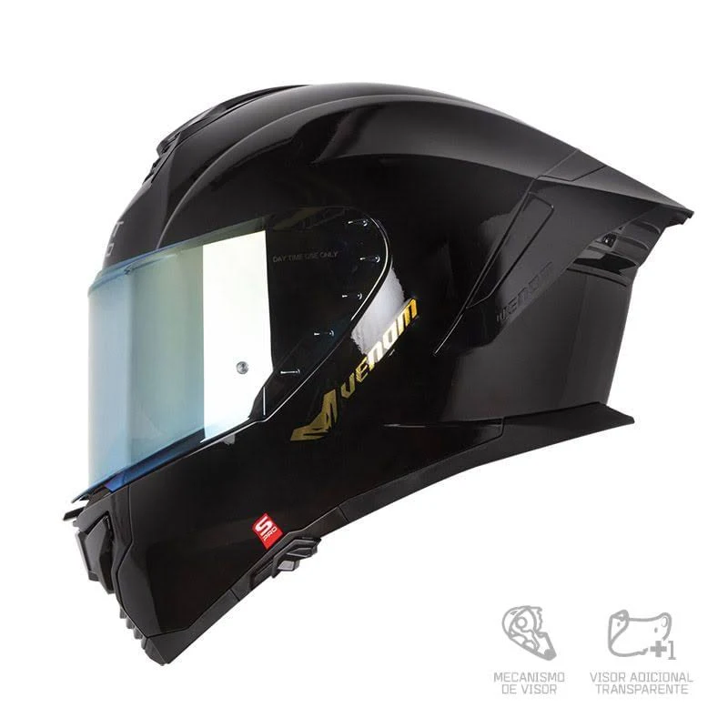CASCO SHAFTPRO 609 VENO SOLID NEGRO HOLOGRAMA DORADO