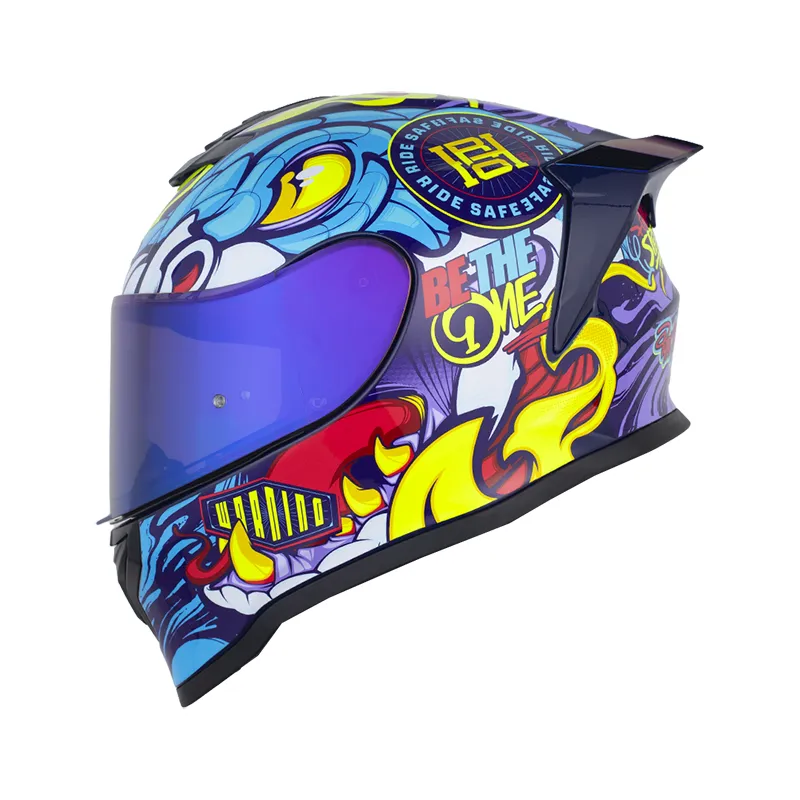 CASCO HRO 506SP PYTONER AZUL OSCURO ROJO BRILLO