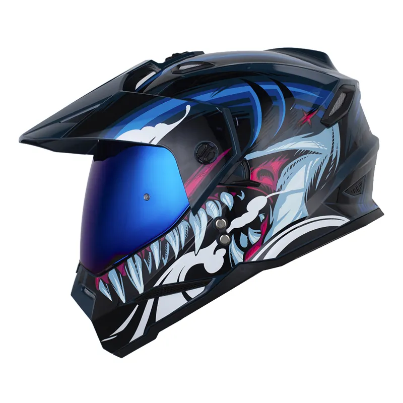 CASCO HRO MX330DV ATTACK AZUL BRILLO