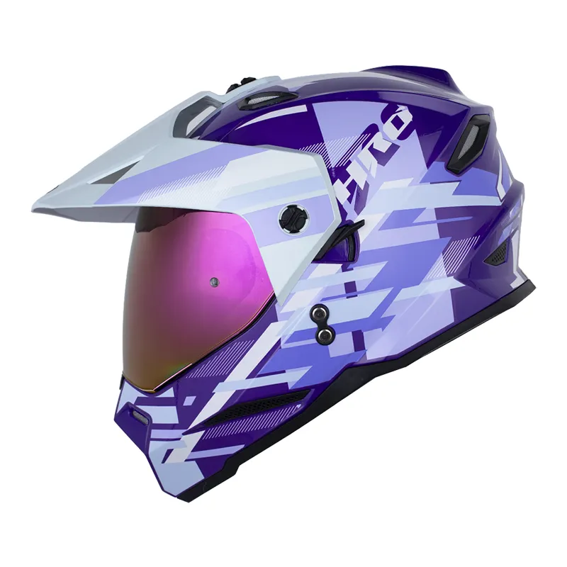 CASCO HRO MX330DV GLITCH MORADO AZUL BRILLO