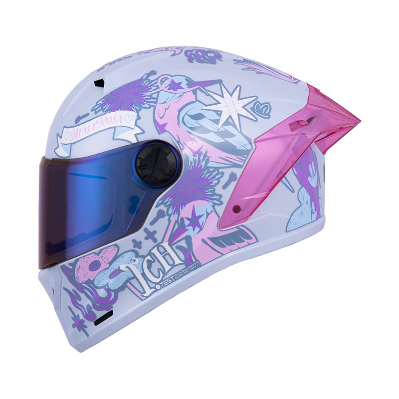 CASCO ICH 451 WILD AZUL ROSADO BRILLO