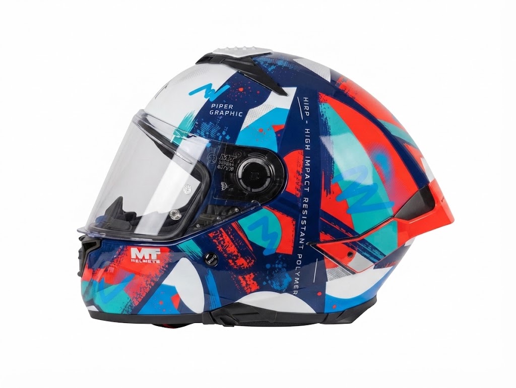 CASCO MT THUNDER 4 SV PIPEN ROJO AZUL BRILLO