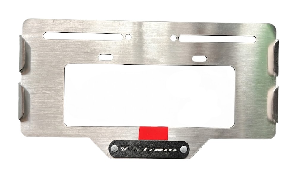 PORTA PLACA 3D RG VSTROM CROMADO NEGRO