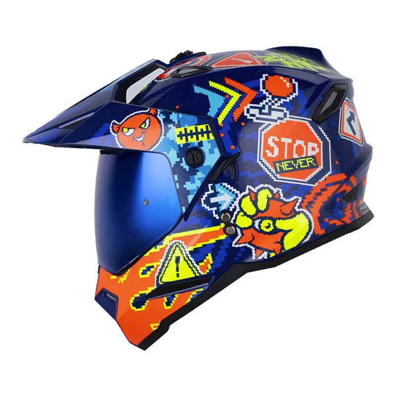 CASCO HRO MX330 PIXEL ON AZUL NARANJA
