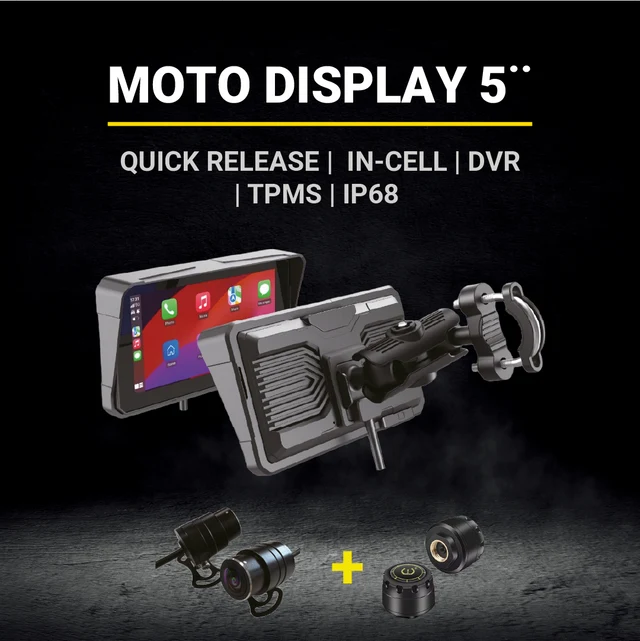 MOTO CARPLAY HD 5+ DVR+ TPMS+ QUITA FÁCIL