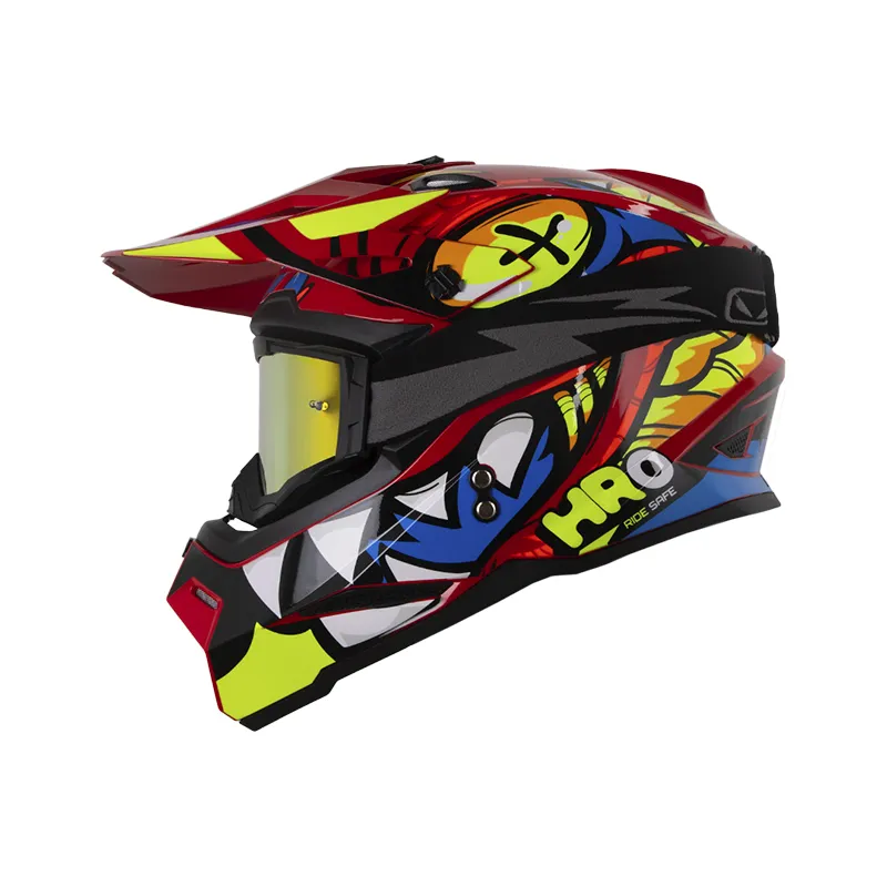 CASCO HRO MX03 RIOLU ROJO NARANJA BRILLO