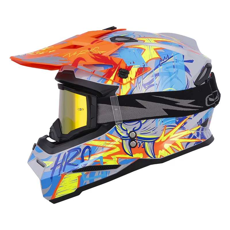 CASCO HRO MX03 TAIGA GRIS AMARILLO BRILLO