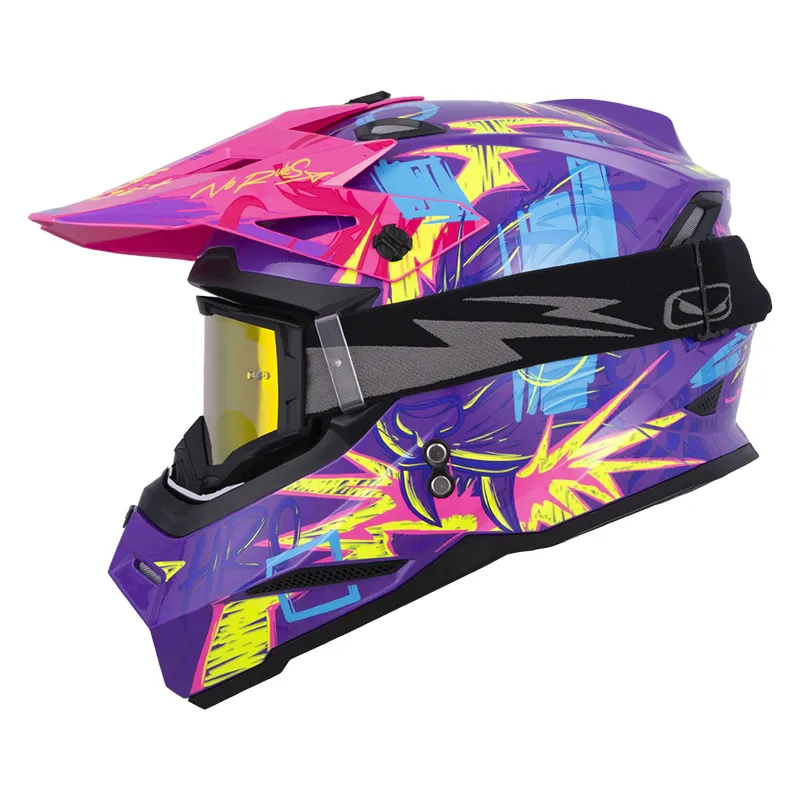 CASCO HRO MX03 TAIGA MORADO AMARILLO BRILLO