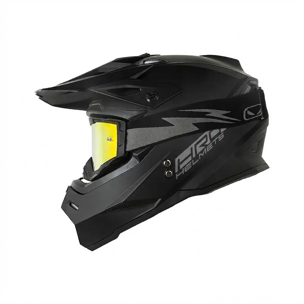 CASCO HRO MX03 SOLID NEGRO GRIS MATE