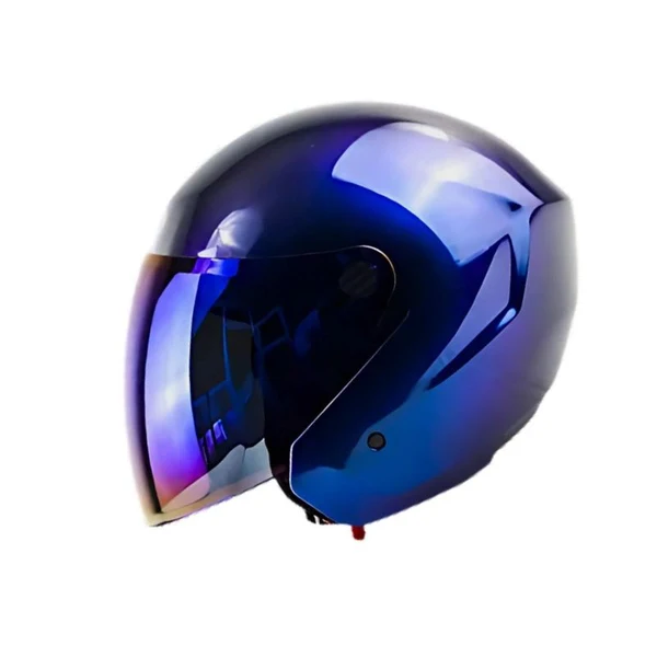 CASCO TECH T10 SOLID CAMALEON AZUL BRILLO
