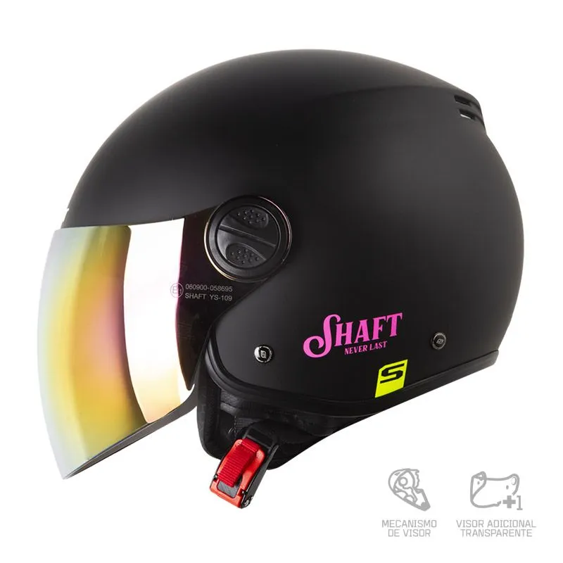 CASCO SHAFT ABIERTO 236 ROMA SOLID NEGRO FUCSIA MATE